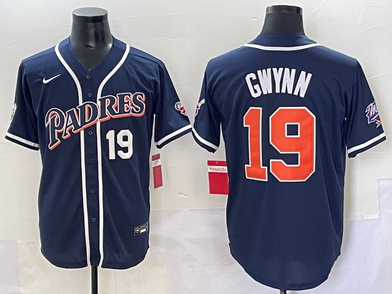 Men 2025 San Diego Padres #19 Gwynn Blue Throwback Game Nike MLB Jersey style 64->san diego padres->MLB Jersey